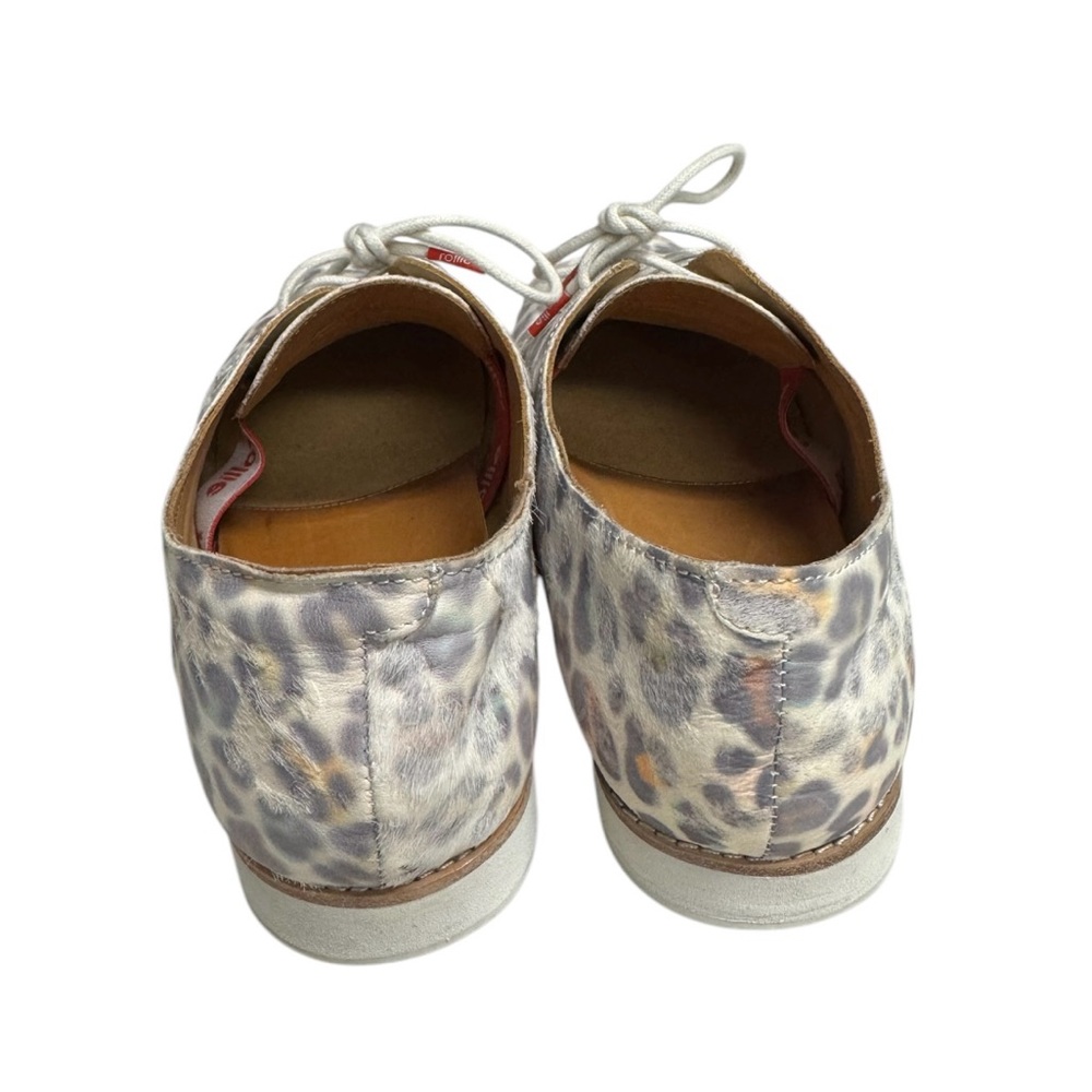 Leopard Print Leather Lace-Up Flats - Women - Picture 4 of 12